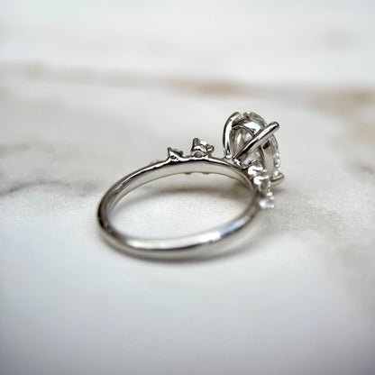 1.80 CT Oval E/VS1 CVD Diamond Cluster Engagement Ring