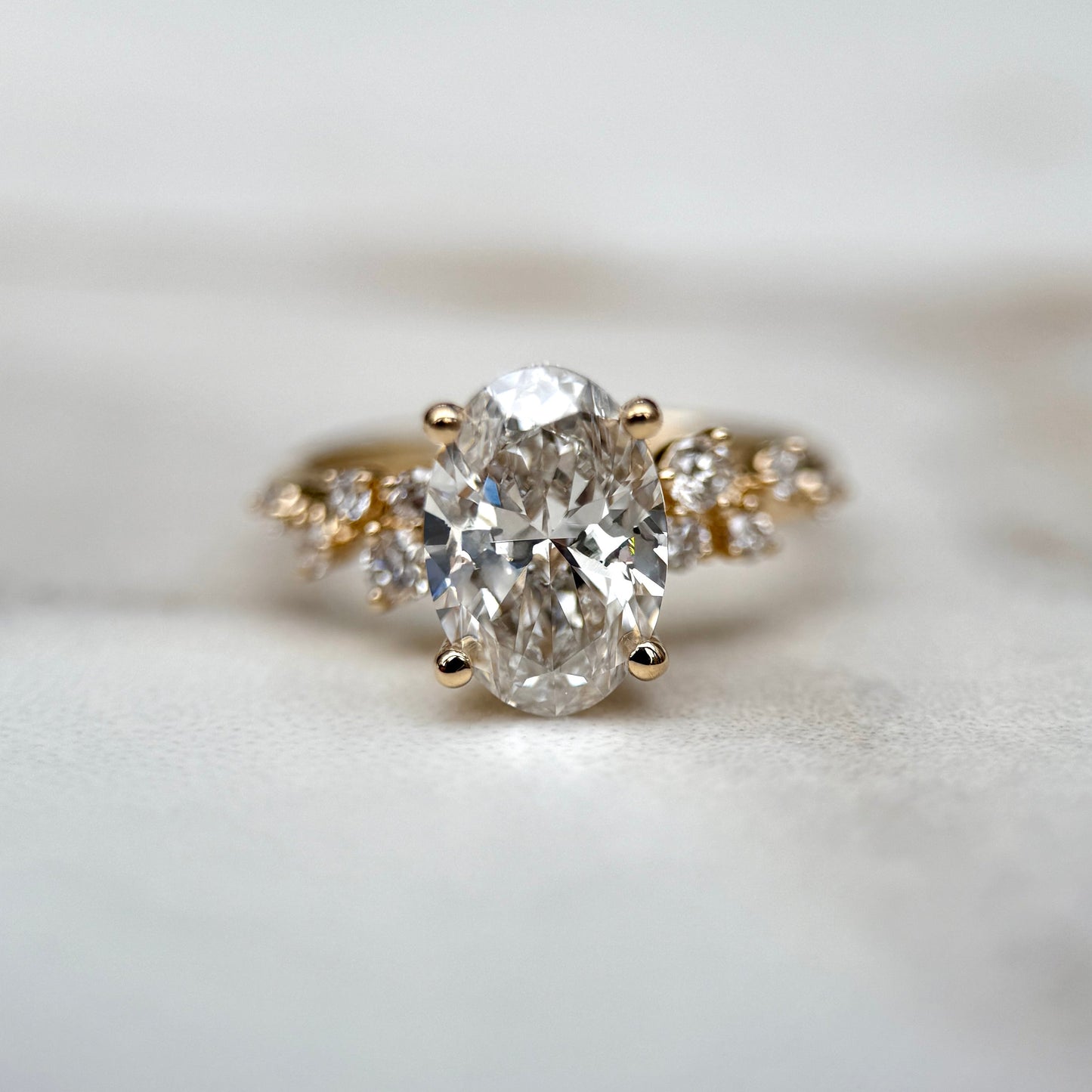 1.80 CT Oval E/VS1 CVD Diamond Cluster Engagement Ring