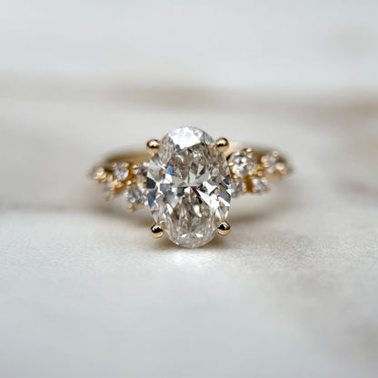 1.80 CT Oval E/VS1 CVD Diamond Cluster Engagement Ring