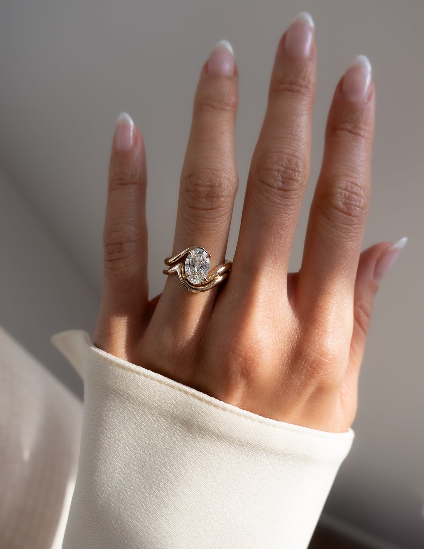 1.0- 3.0 CT Oval Cut Lab Grown Diamond Unique Setting Bridal Set