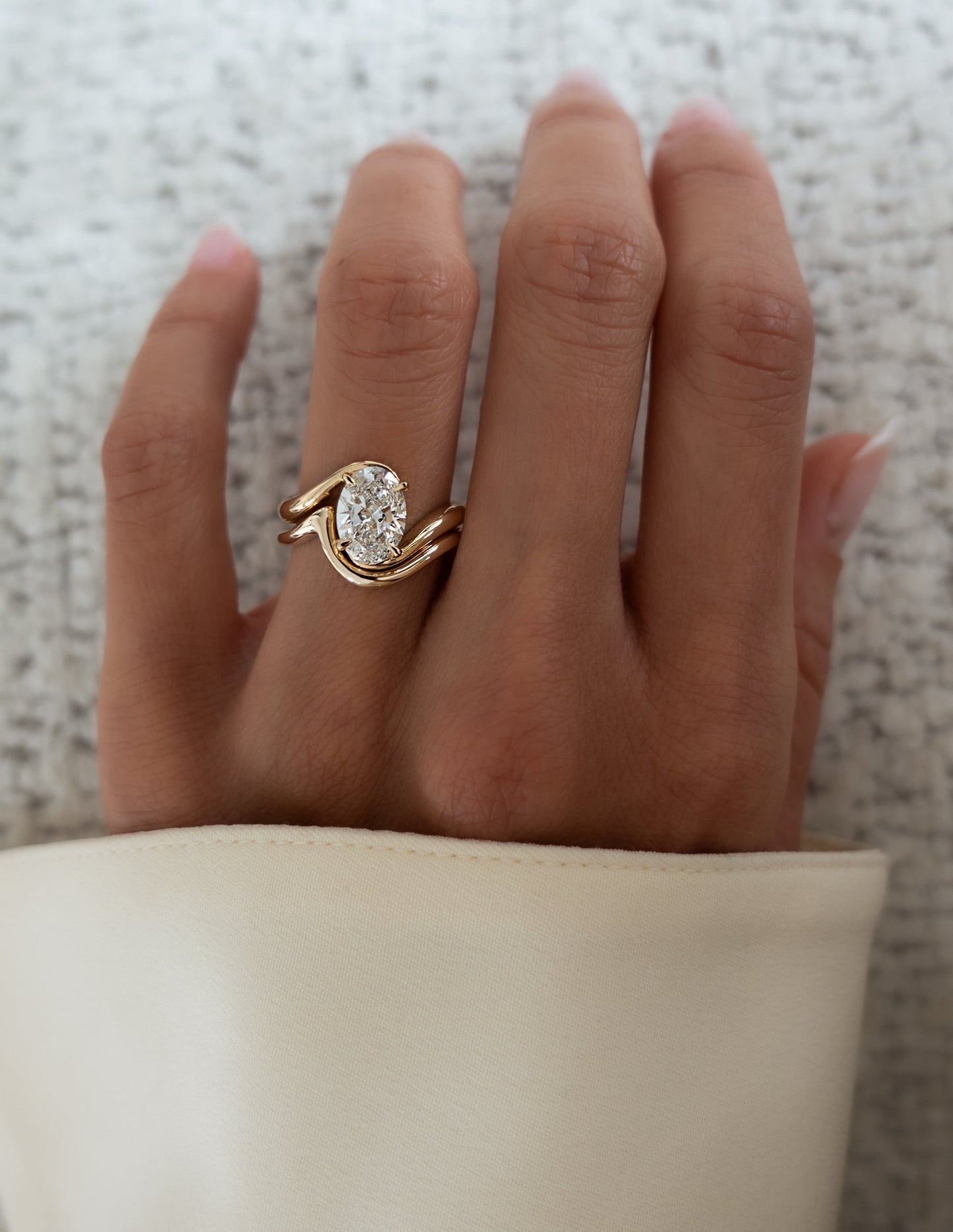 1.0- 3.0 CT Oval Cut Lab Grown Diamond Unique Setting Bridal Set