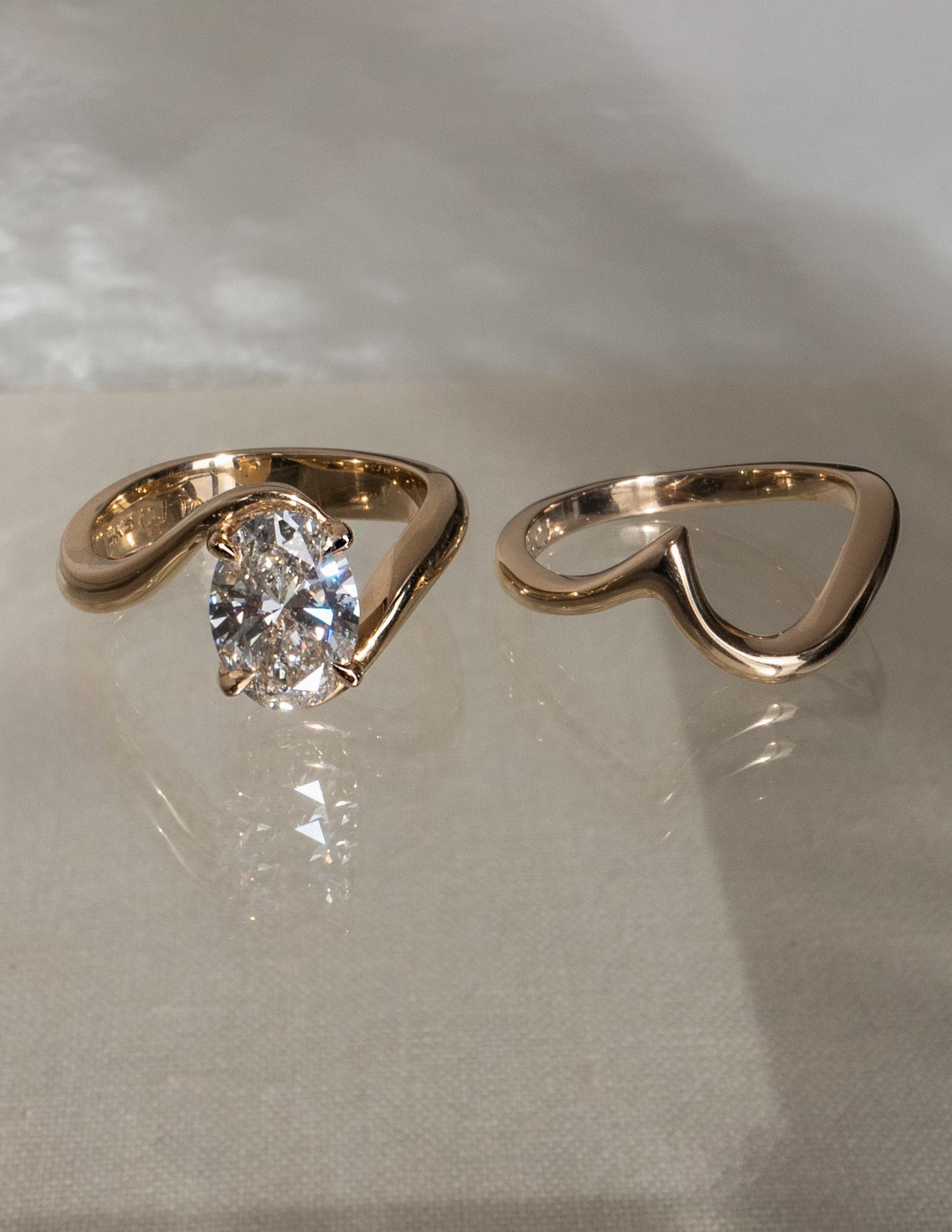 1.0- 3.0 CT Oval Cut Lab Grown Diamond Unique Setting Bridal Set