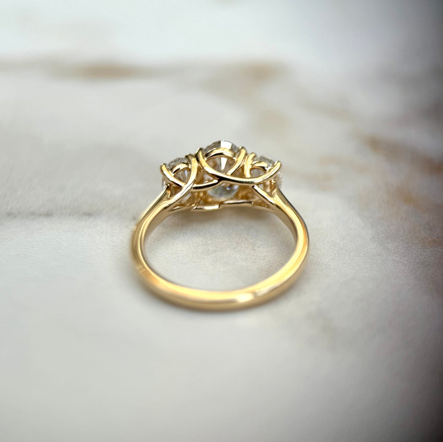 2.0 CT Oval E/VS1 CVD Diamond Three Stone Engagement Ring