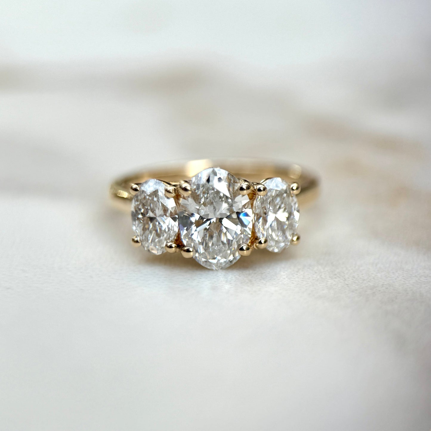 2.0 CT Oval E/VS1 CVD Diamond Three Stone Engagement Ring