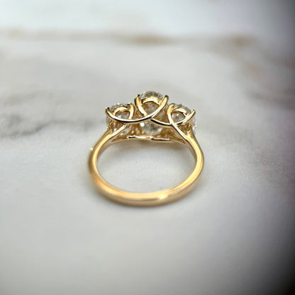 3.0 CT Oval E/VS1 CVD Diamond Three Stone Engagement Ring