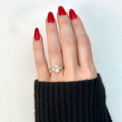 1.50 CT Oval E/VS1 CVD Diamond Three Stone Engagement Ring