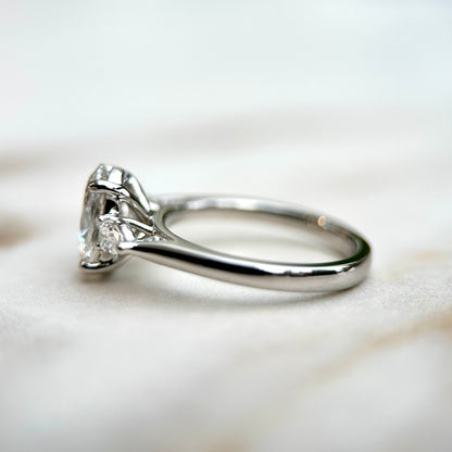 1.50 CT Oval E/VS1 CVD Diamond Three Stone Engagement Ring