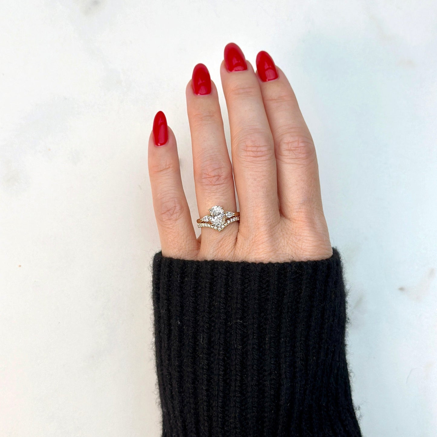1.50 CT Oval E/VS1 CVD Diamond Three Stone Engagement Ring