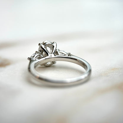 1.50 CT Oval E/VS1 CVD Diamond Three Stone Engagement Ring