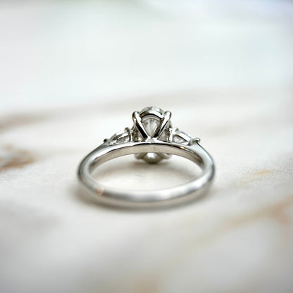 1.50 CT Oval E/VS1 CVD Diamond Three Stone Engagement Ring
