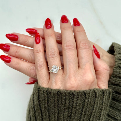 1.80 CT Oval E/VS1 CVD Diamond Cluster Engagement Ring