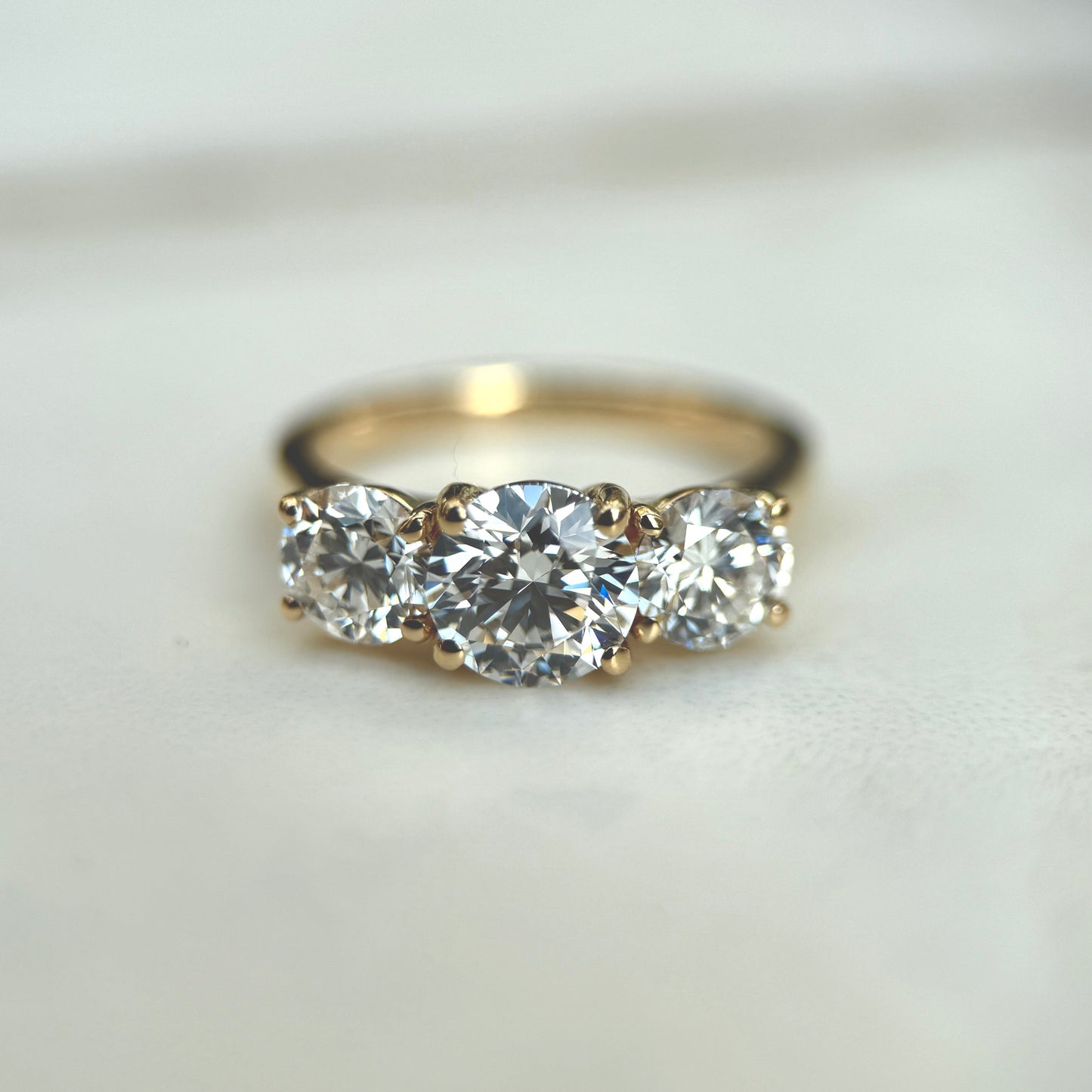 2.0 CT Round E/VS1 CVD Diamond Three Stone Engagement Ring