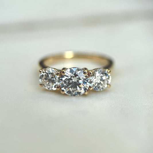 2.0 CT Round E/VS1 CVD Diamond Three Stone Engagement Ring