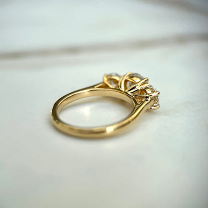 2.0 CT Round E/VS1 CVD Diamond Three Stone Engagement Ring