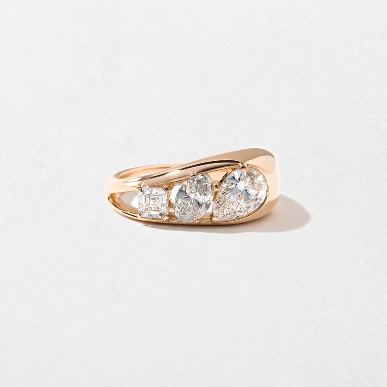 Alouette- Pear, Oval & Asscher Mix Cut Bold Lab Grown Diamond Wedding Band