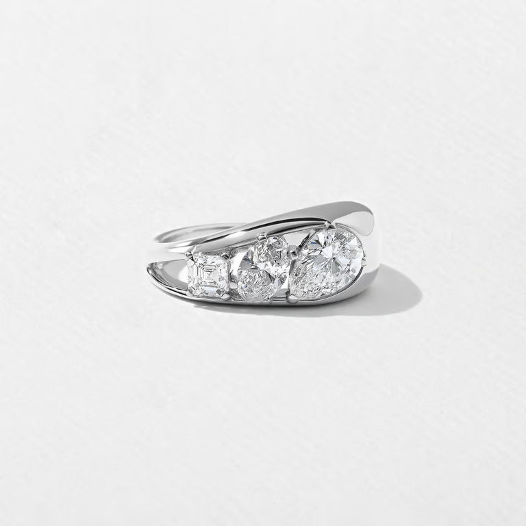 Alouette- Pear, Oval & Asscher Mix Cut Bold Lab Grown Diamond Wedding Band