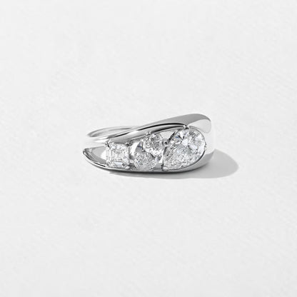 Alouette- Pear, Oval & Asscher Mix Cut Bold Lab Grown Diamond Wedding Band