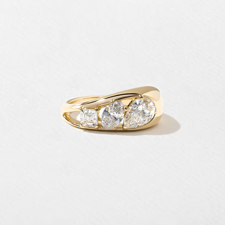 Alouette- Pear, Oval & Asscher Mix Cut Bold Lab Grown Diamond Wedding Band