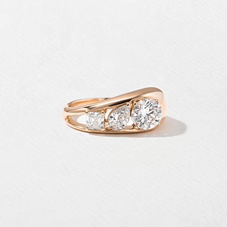 Amity- Round, Pear & Asscher Mix Cut Bold Lab Grown Diamond Wedding Band