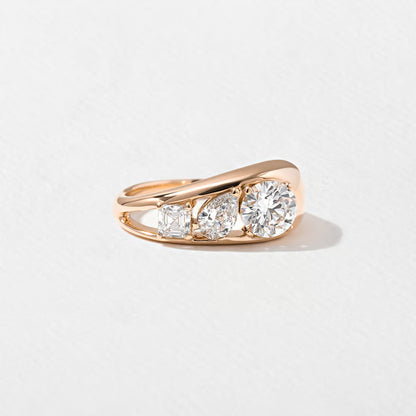 Amity- Round, Pear & Asscher Mix Cut Bold Lab Grown Diamond Wedding Band