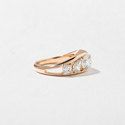 Amity- Round, Pear & Asscher Mix Cut Bold Lab Grown Diamond Wedding Band