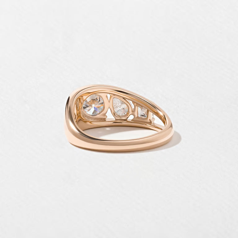 Amity- Round, Pear & Asscher Mix Cut Bold Lab Grown Diamond Wedding Band