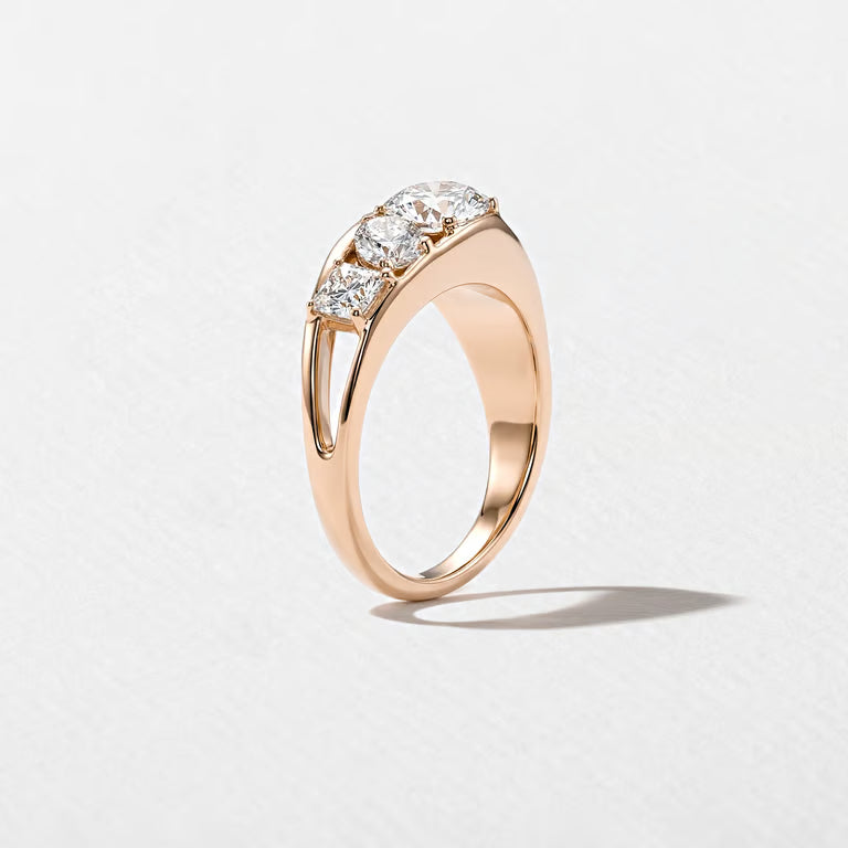 Amity- Round, Pear & Asscher Mix Cut Bold Lab Grown Diamond Wedding Band