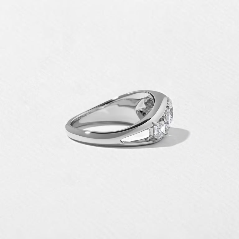 Amity- Round, Pear & Asscher Mix Cut Bold Lab Grown Diamond Wedding Band