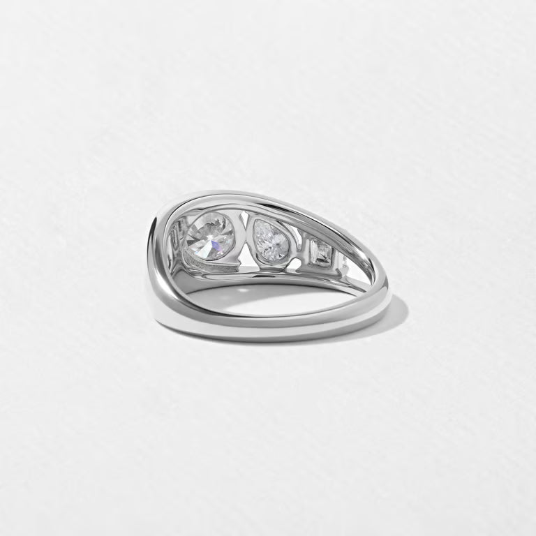 Amity- Round, Pear & Asscher Mix Cut Bold Lab Grown Diamond Wedding Band