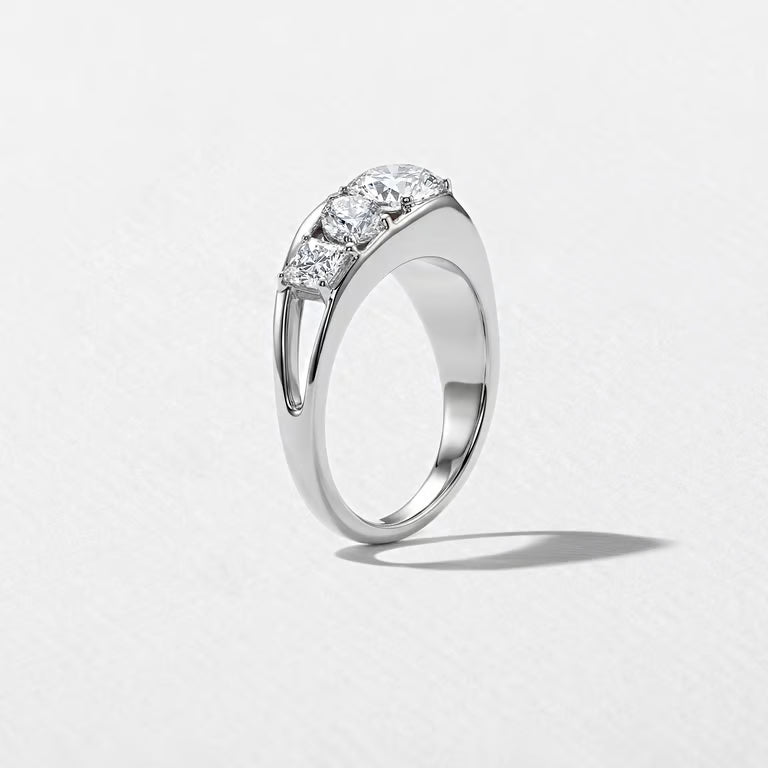 Amity- Round, Pear & Asscher Mix Cut Bold Lab Grown Diamond Wedding Band