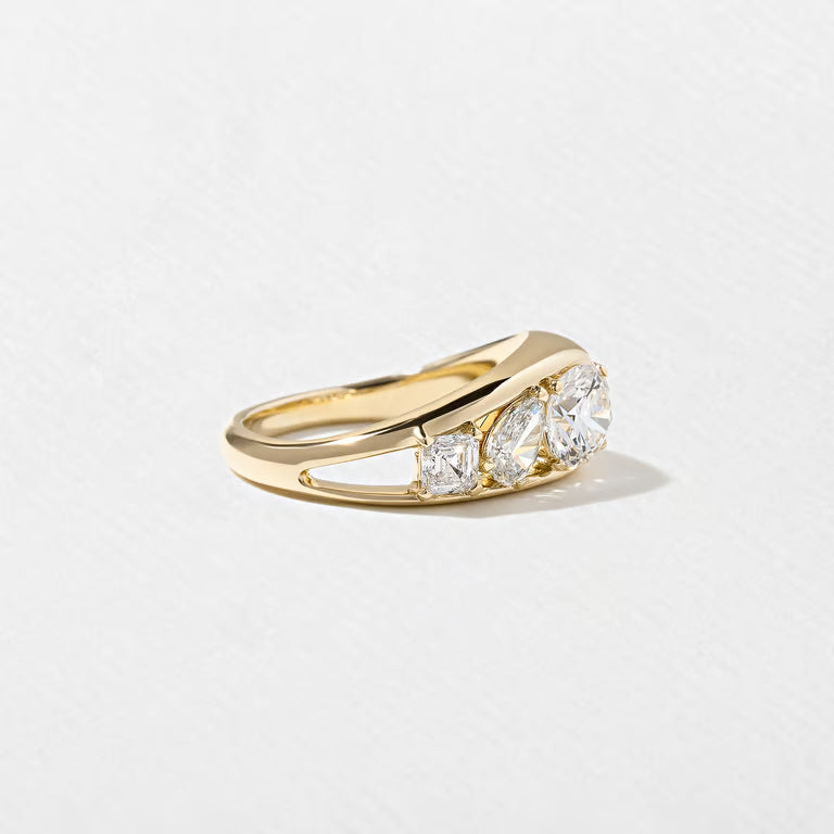Amity- Round, Pear & Asscher Mix Cut Bold Lab Grown Diamond Wedding Band