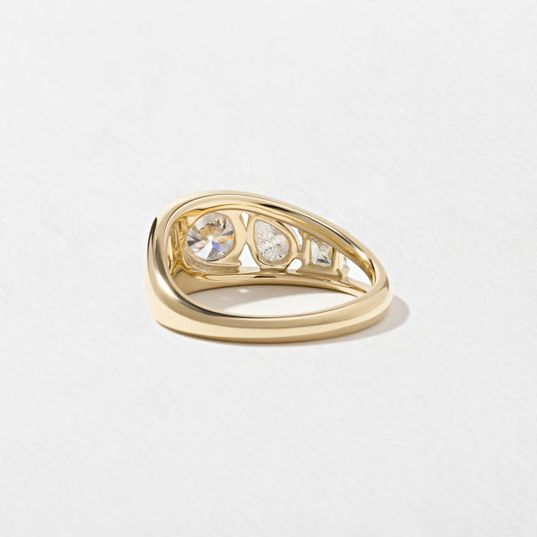 Amity- Round, Pear & Asscher Mix Cut Bold Lab Grown Diamond Wedding Band