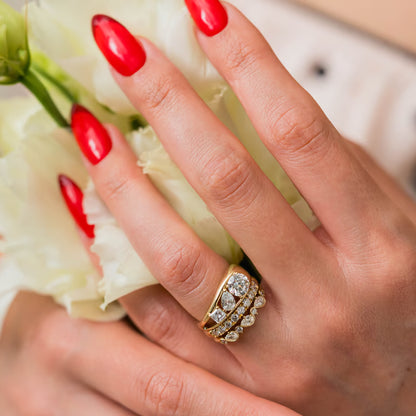 Amity- Round, Pear & Asscher Mix Cut Bold Lab Grown Diamond Wedding Band