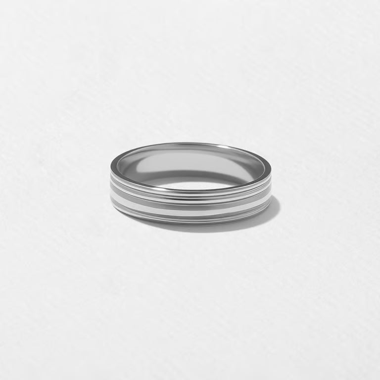 Arielle- Sculpted Ridges Men's Wedding Band