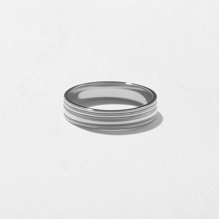 Arielle- Sculpted Ridges Men's Wedding Band