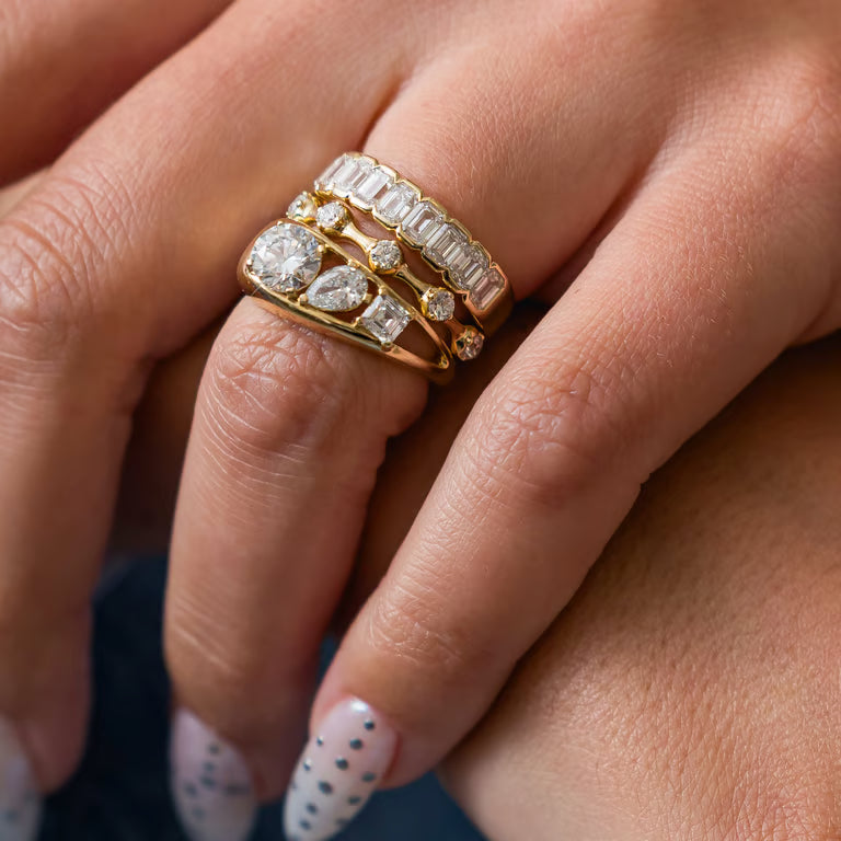 Cassia- Round Six Stones Lab Grown Diamond Wedding Band