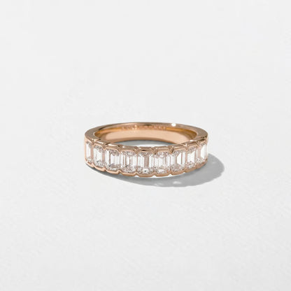 Caprice- Emerald Half Bezel Half Eternity Lab Grown Diamond Wedding Band