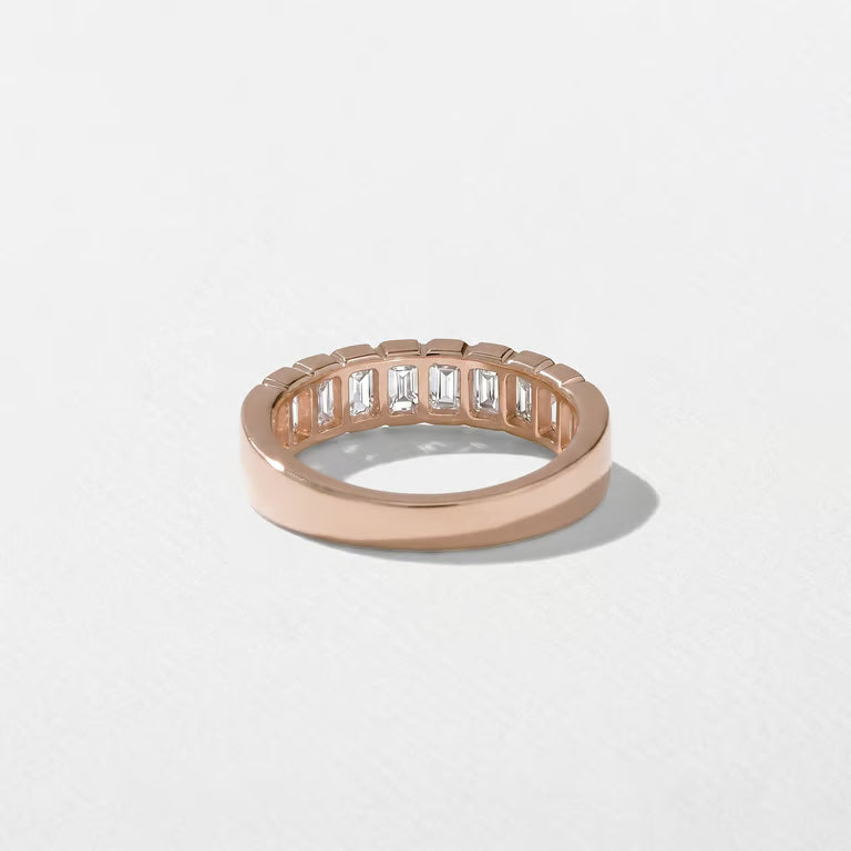 Caprice- Emerald Half Bezel Half Eternity Lab Grown Diamond Wedding Band