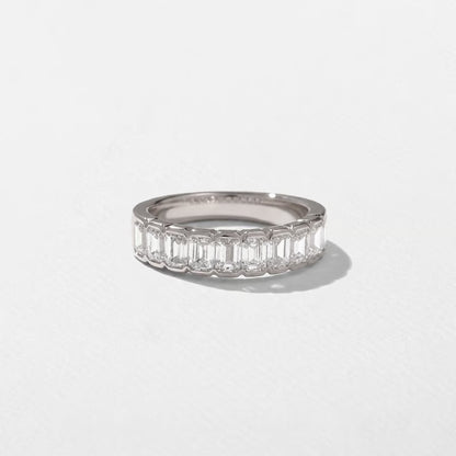 Caprice- Emerald Half Bezel Half Eternity Lab Grown Diamond Wedding Band