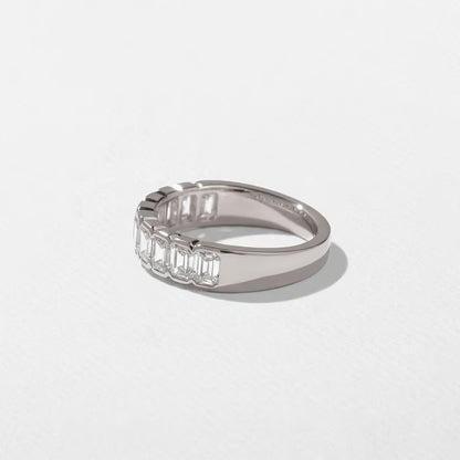 Caprice- Emerald Half Bezel Half Eternity Lab Grown Diamond Wedding Band