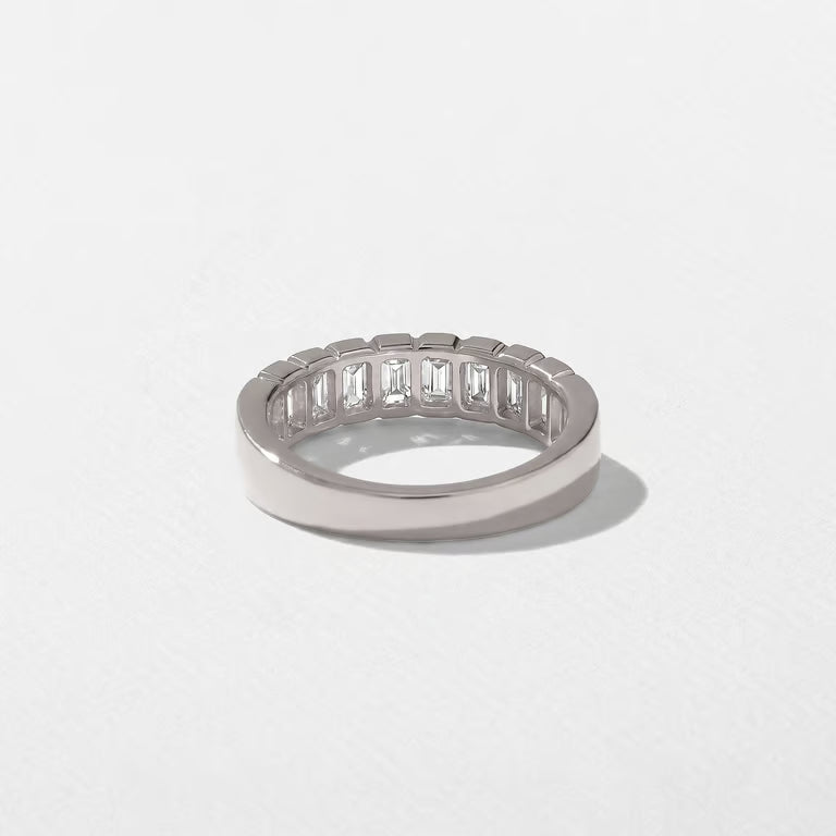 Caprice- Emerald Half Bezel Half Eternity Lab Grown Diamond Wedding Band