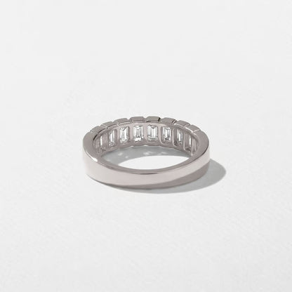 Caprice- Emerald Half Bezel Half Eternity Lab Grown Diamond Wedding Band