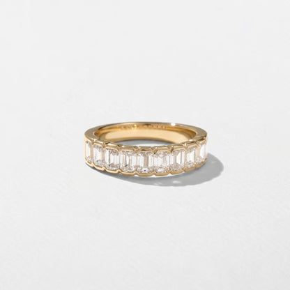Caprice- Emerald Half Bezel Half Eternity Lab Grown Diamond Wedding Band