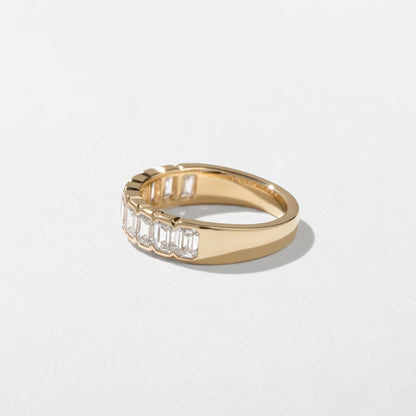 Caprice- Emerald Half Bezel Half Eternity Lab Grown Diamond Wedding Band