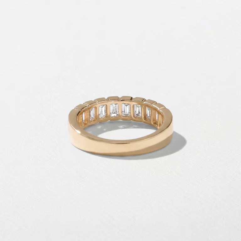 Caprice- Emerald Half Bezel Half Eternity Lab Grown Diamond Wedding Band