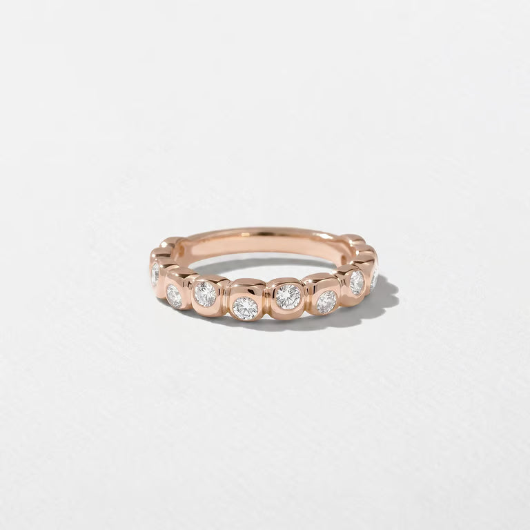 Calla- Round Bezel Unique Lab Grown Diamond Wedding Band