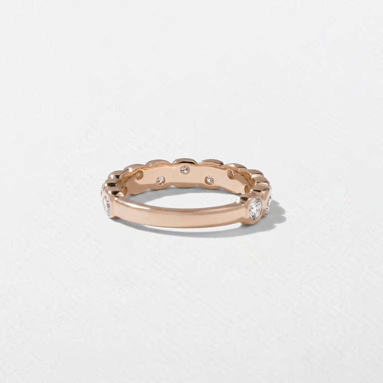 Calla- Round Bezel Unique Lab Grown Diamond Wedding Band