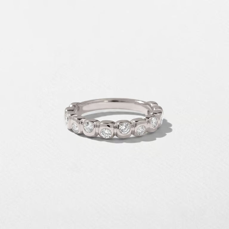 Calla- Round Bezel Unique Lab Grown Diamond Wedding Band