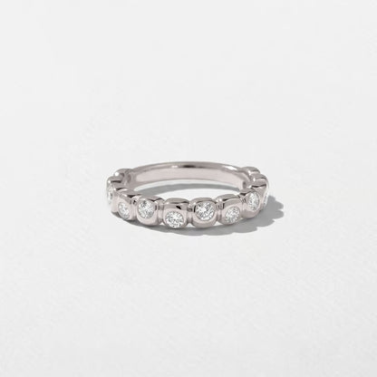 Calla- Round Bezel Unique Lab Grown Diamond Wedding Band
