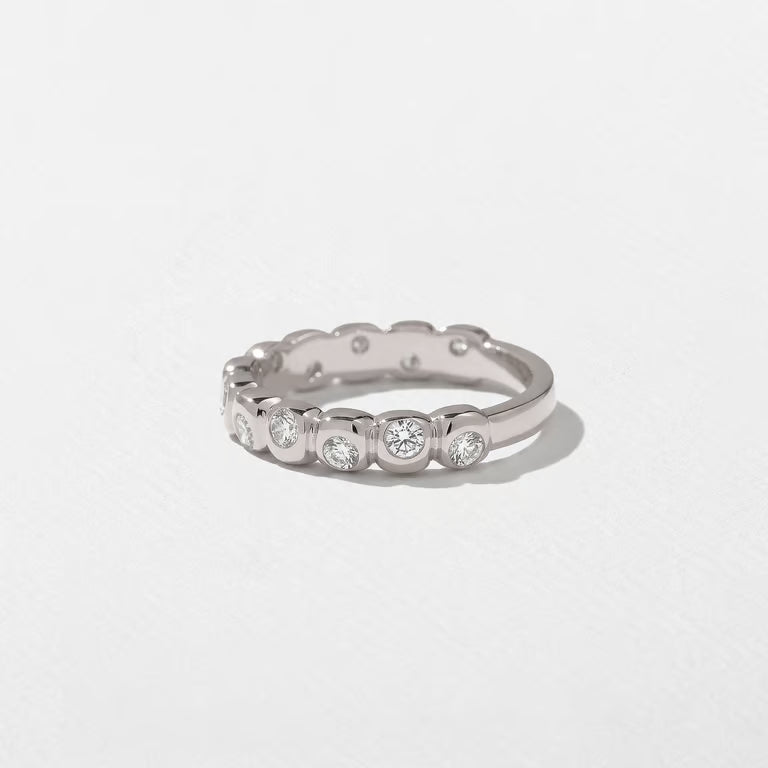Calla- Round Bezel Unique Lab Grown Diamond Wedding Band